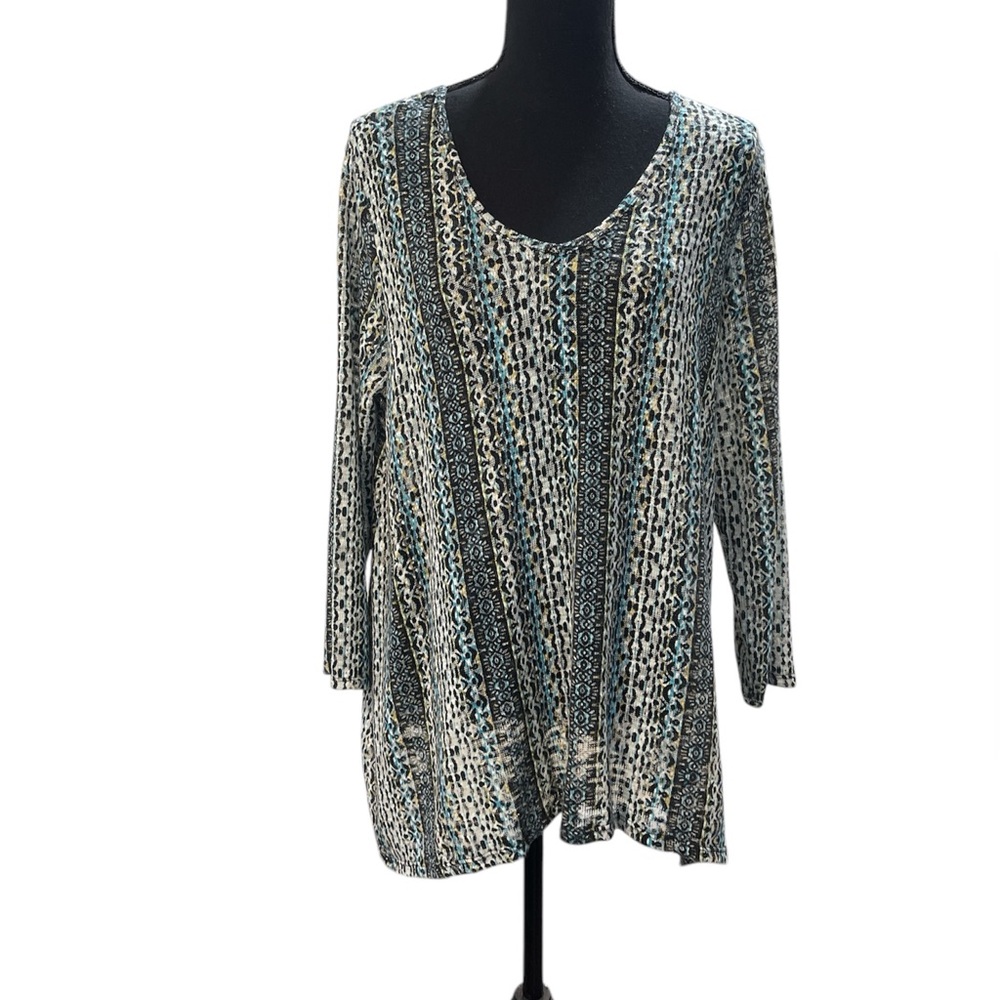 New Directions Patterned Long Sleeve Top